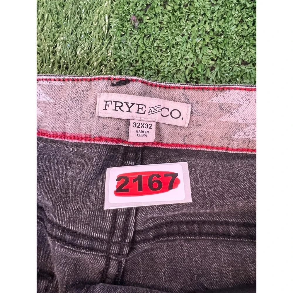 Frye and Co Mens Straight Leg Jeans Faded Black Stretch Denim 32x30